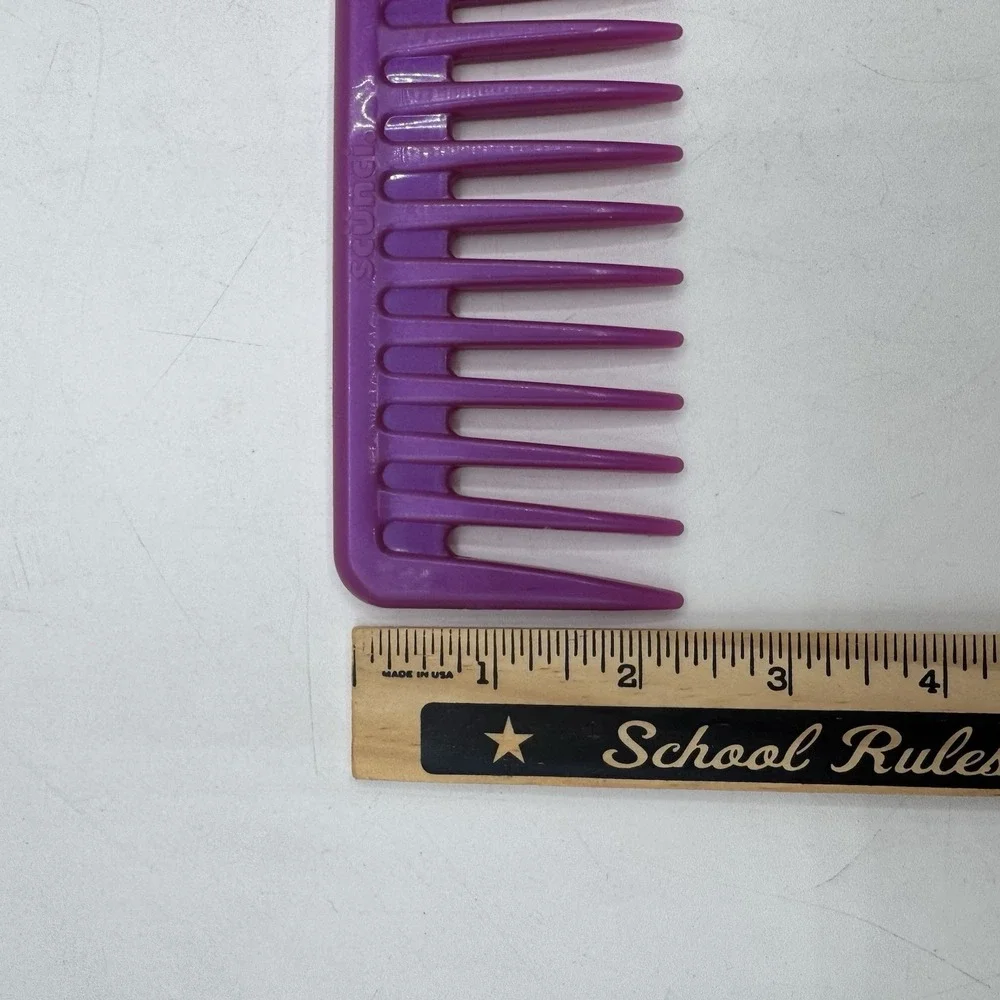 Vintage Scunci Wide Tooth Hair Comb Pick Shiny Purple Detangle 90s Retro